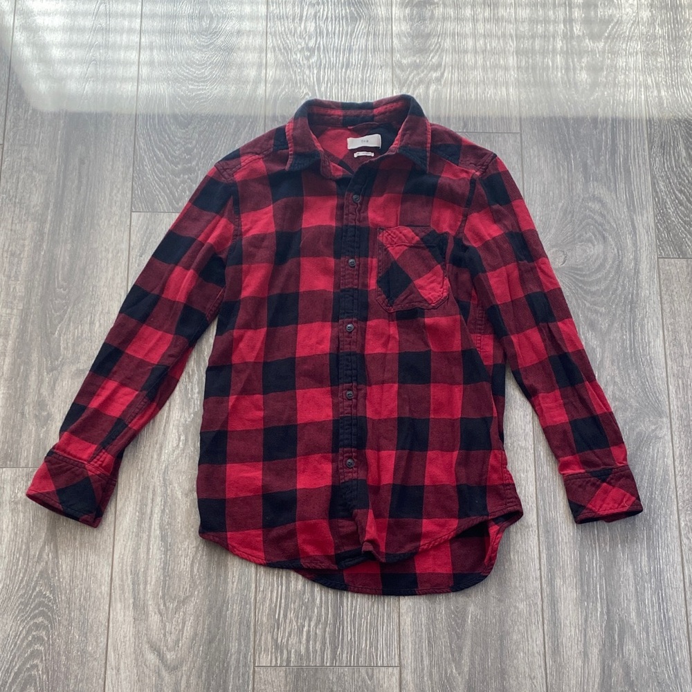 TNA from Aritzia - Red & Black Checkered 100% Cotton Flannel - Size XS